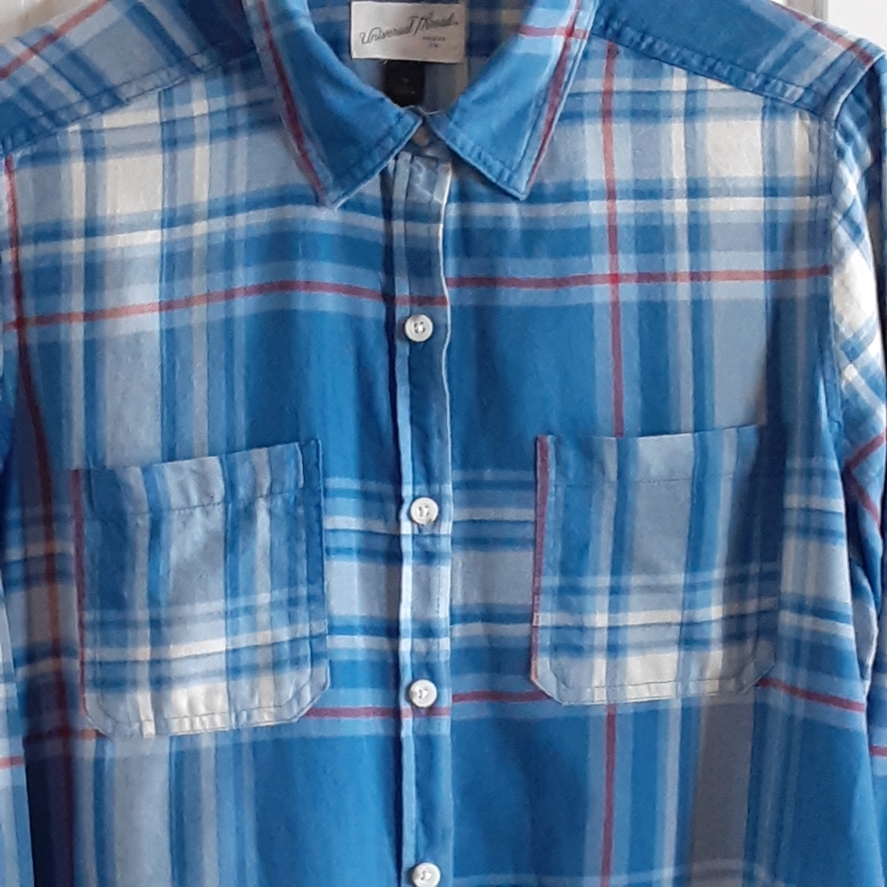 Universal Thread, Size Medium. Blue Plaid, Cotton… - image 6